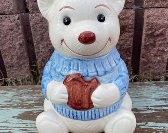 Vintage 1950s Gilner White Polar Bear W/ Red Lips & Paws Hand