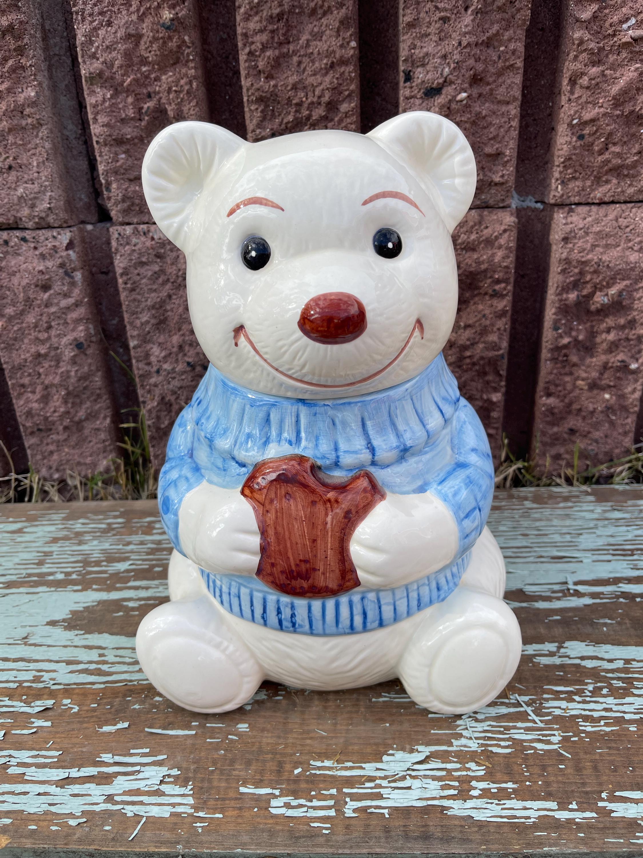 【1940s USA vintage】クッキージャー 小物入れ クマ　ビンテージ Cookie Jar Ceramic White 