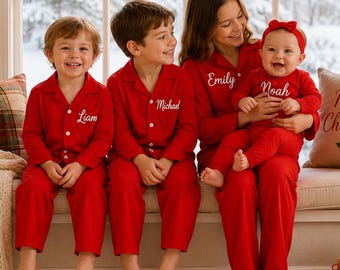Matching Family Christmas PJs - Christmas Personalized Pajamas - Custom Name Sleepwear