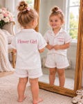 Personalized Flower Girl Pajamas, Custom Bridal Party Sleepwear, Wedding Morning Outfit product logo