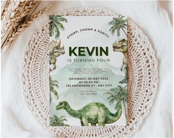 Dinosaur Birthday Invitation, Kids Birthday Invite Dinosaur Invitation, Boy Birthday Dinosaur Digital Invite, Birthday Boy Dinosaur Invite