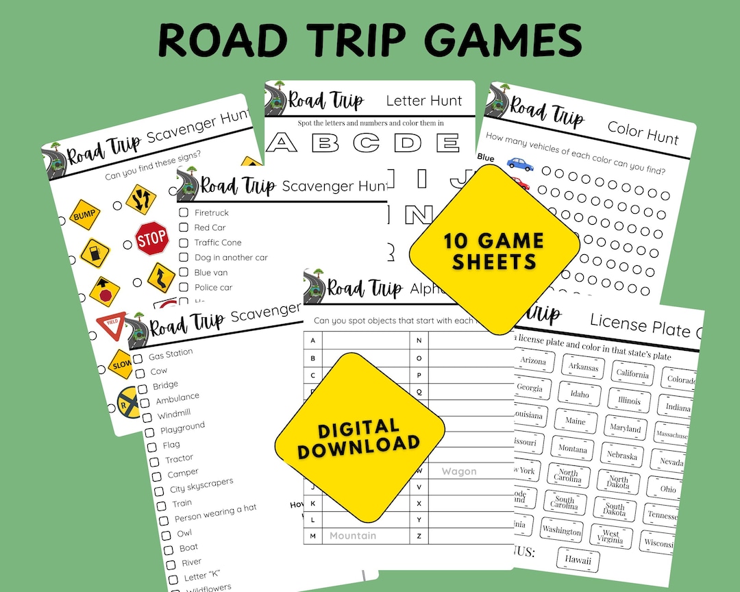 Road Trip Games Bundle, Printable Family Road Trip Activities, Car Ride ...
