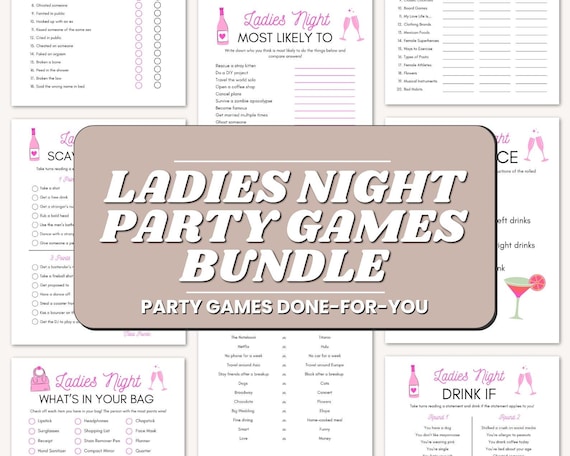 Ladies Night Games Printable Party Games, Printable Girls Night Games, Slumber Party Games Girls Night, Party Games Adult Girls Night