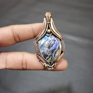 Abalone Shell Pendant Handmade Jewelry Wire Wrapped Pendant Pendant Necklace For Gift