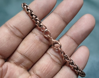Pulsera de cadena de cobre con forma de trigo, de primera calidad, hecha a mano, unisex, para todas las tallas, regalo ecológico.