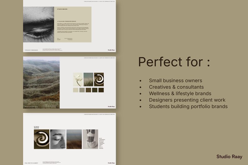 Brand Identity Kit for Canva perfect for small business owners, creatives, consultants and designers, featuring moodboard templates and brand starter kit layouts.