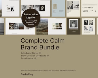 Komplettes Calm Brand Bundle | Branding Kit, Moodboards & Instagram Templates für Canva