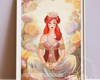 Goddess image - Nature goddess representing connection, vitality, self-esteem, spiritual art, feminine wall art as a premium poster