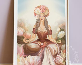 Goddess image - Mother Nature, honoring primal femininity, nature goddess, life energy, wild woman artwork, meditative art, holistic art
