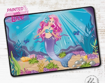 "Mermaid" desk mat - underwater fantasy world with mermaid, table mat, childlike illustration, colorful sea world, hand-drawn