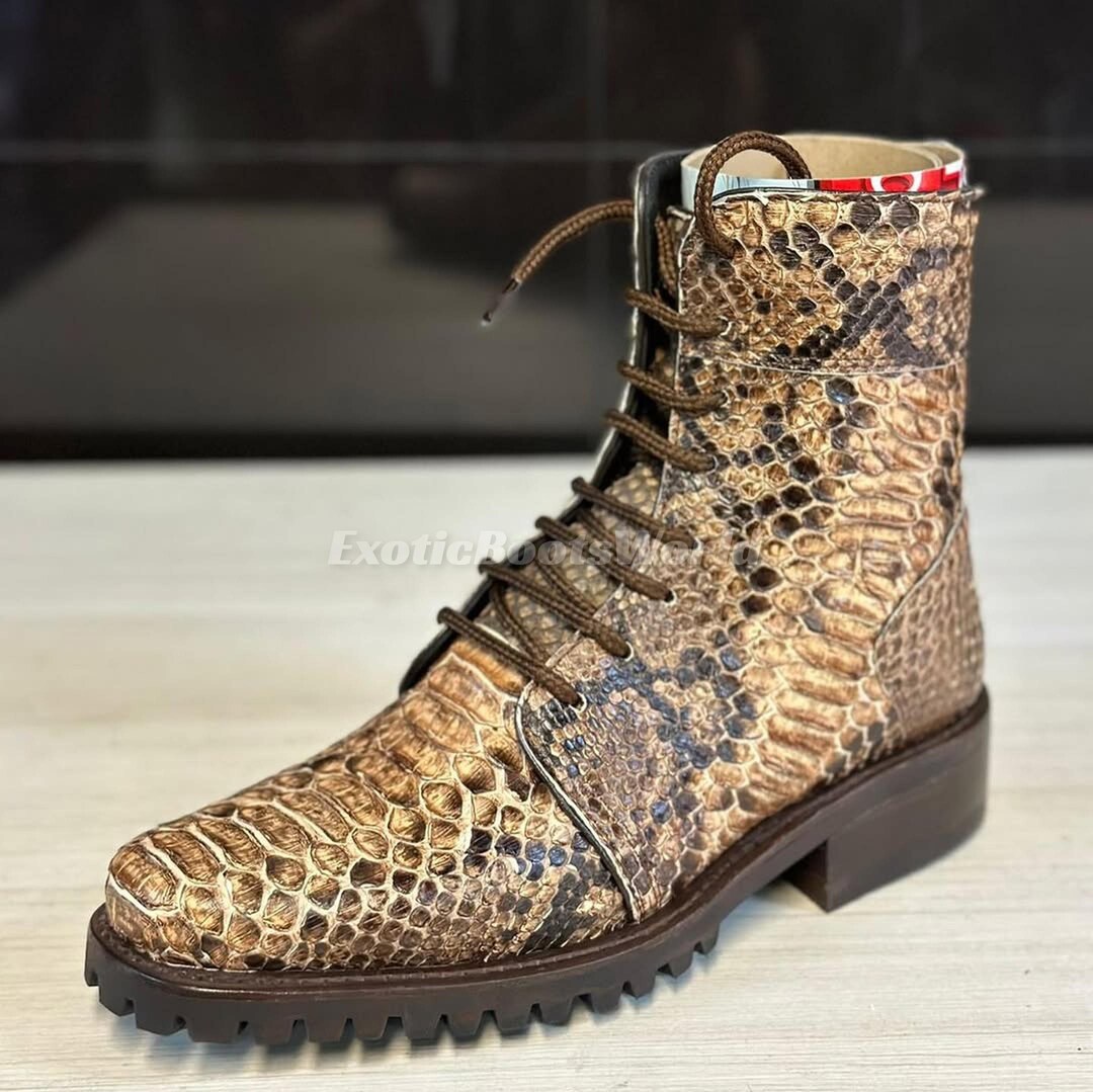 Python Boots Colour Golden Brown Python Boots With Western Style Cowboy | Handmade and ...