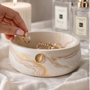 Marble Decorative Bowl – Luxury Home Decor, Minimalist Coffee Table Bowl, Elegant Handmade Gift