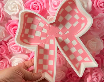 Checkered Bow Trinket Bead Tray