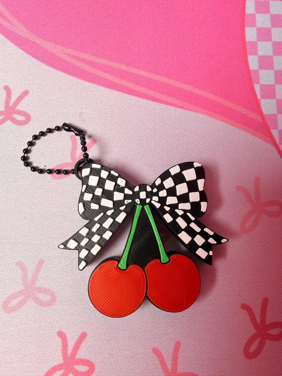 Checkered Cherry Can Tab Opener Keychain | 3D Printed Soda Drink
