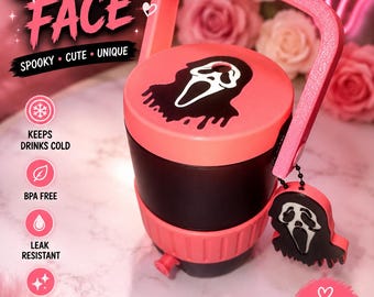 Ghost Face Can Cooler with Tab Opener | Horror Drink Sleeve | 3D Printed Soda Cooler