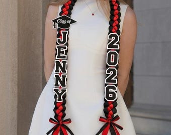 Personalized Graduation Lei, Custom Name Grad Ribbon Lei Class of 2026