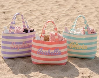 Corduroy tote bag with personalized name embroidery - Beach bag