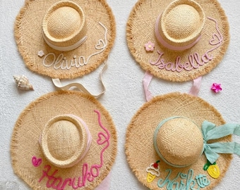 Custom Name Women's Wide Brim Straw Hat, Bach Party Gifts