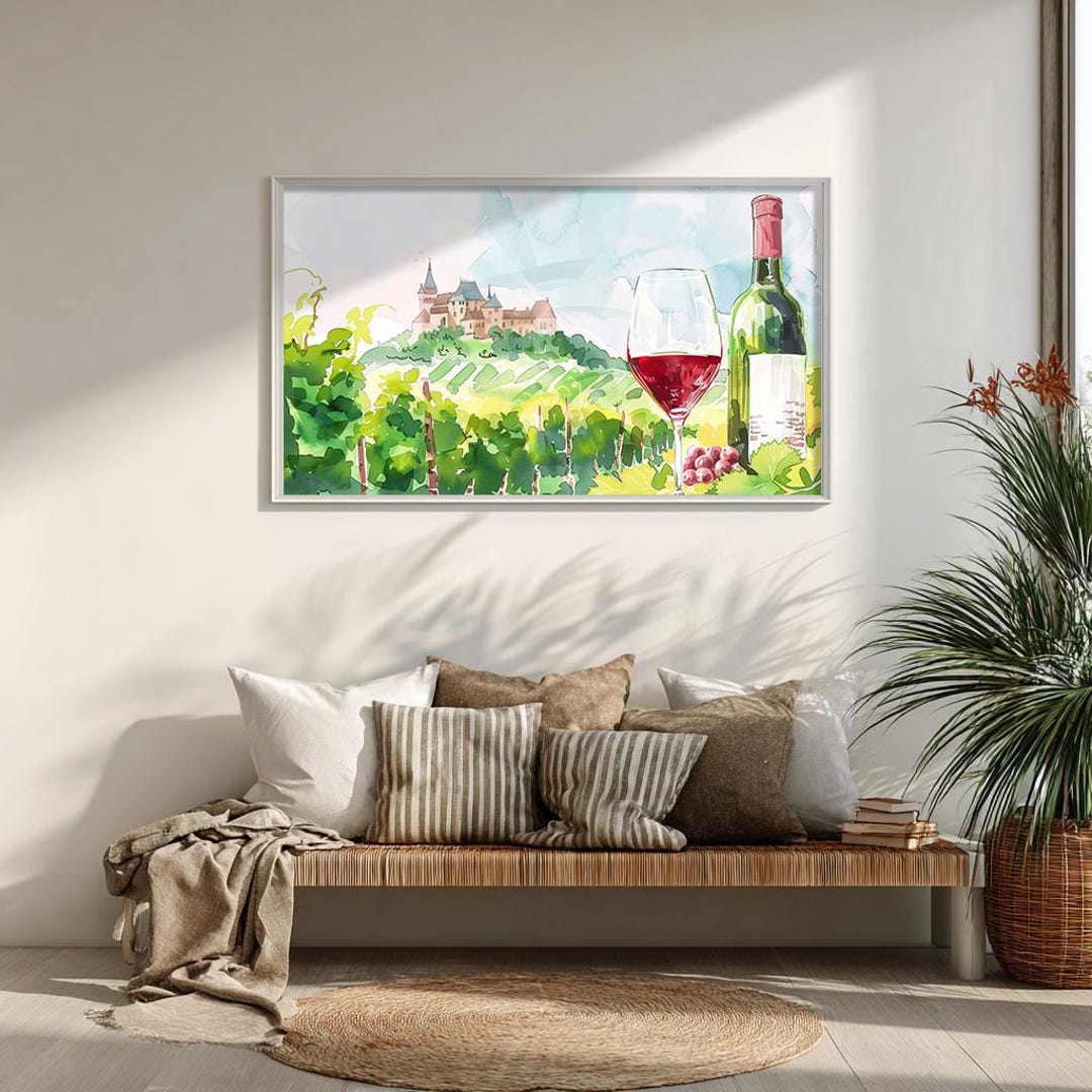 French Vineyard Oversized Wall Art, Tuscany Style Art Wine Landscape ...