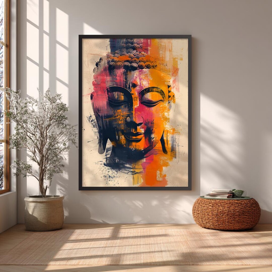 Abstract Buddha Wall Art: Modern Spiritual Framed Canvas Print – Zen ...