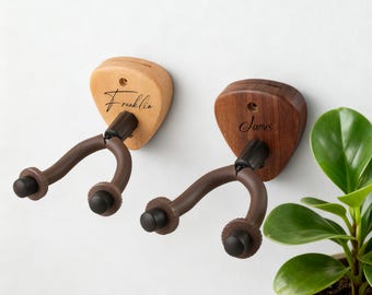Personalized Solid Walnut Guitar Wall Mount – Universal Hanger for Acoustic, Electric, Bass Guitars & Ukuleles