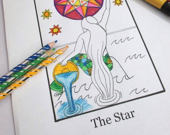 Tarot Card Major Arcana Coloring Book with Original Illustrations The Waking Dream by Tanzen Lilly Printable Digital Instant Download