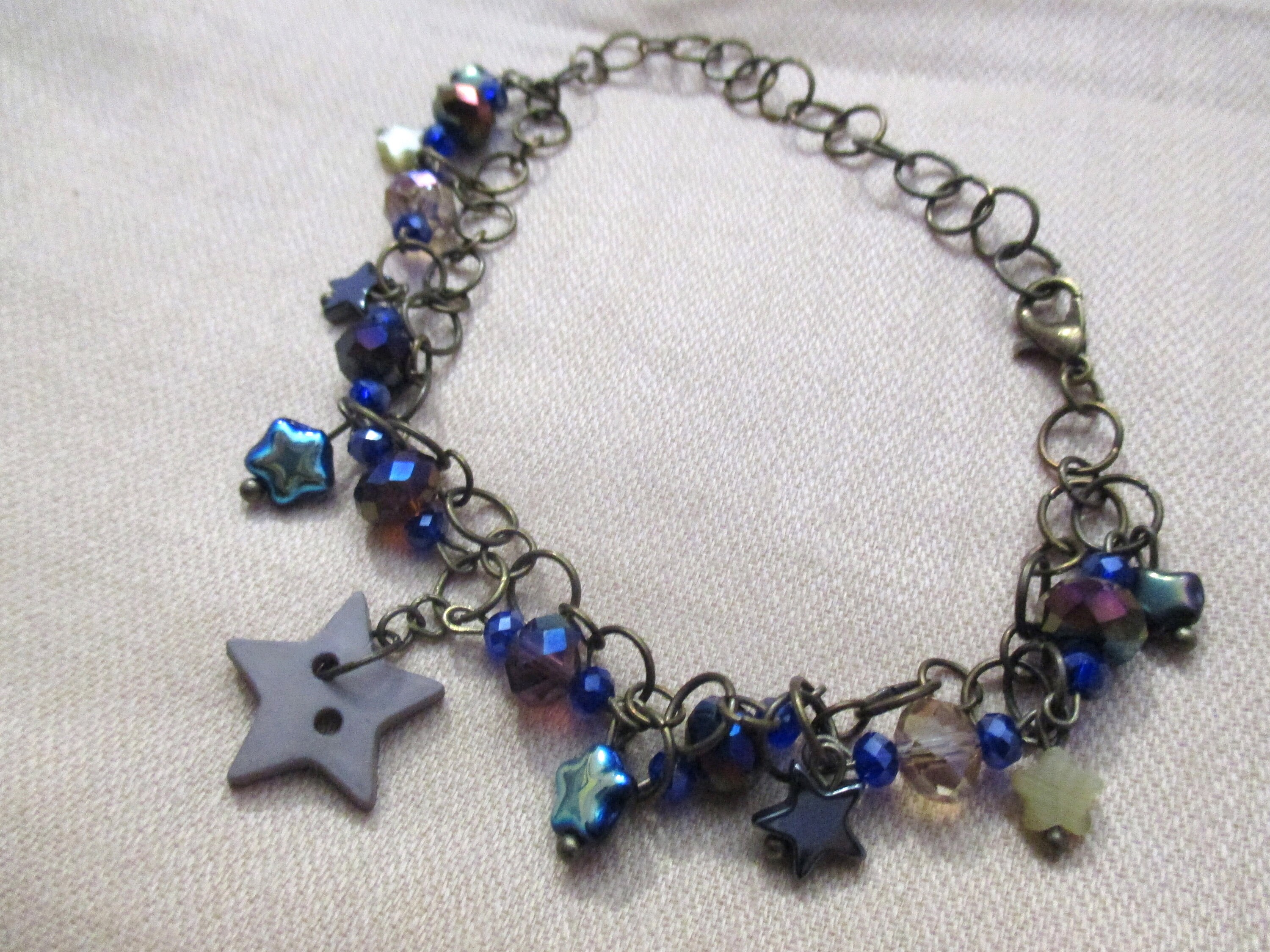 Sky Full of Stars Beaded Star Button Glass Bead Charm Bracelet - Etsy