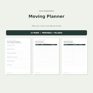 Umzugsplaner, Packliste, Kartoninventar (druckbares PDF)