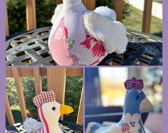 Upcycled 9" Chicken Shelf Sitter Pink, Blue or Yellow