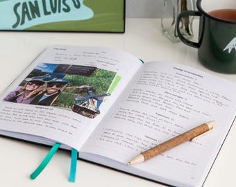 Travel Adventure Journal - Simple Prompts - Gift for Travelers - Made with Sustainable Materials