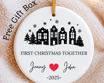 First Christmas Together Ornament 2025, Personalized Couple Ornament with Names, Romantic Gift for Couple, Newlywed Keepsake, 1st Christmas