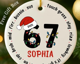 Custom 6 7 Slang Ornament 2025, Gen Z Teen Meme Christmas Decor, Personalized Six Seven Ornament, Funny Tween Gift, Xmas Gag Gift Keepsake