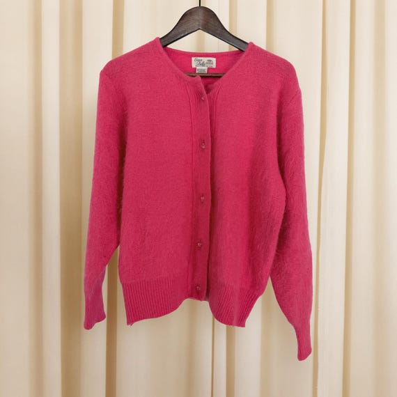Vintage Pink Angora Blend Cardigan | Casa Bella Knit Sweater