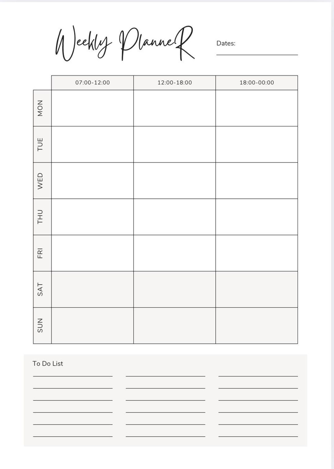 Minimalist Weekly Planner Printable | A4 & US Letter | Digital ...