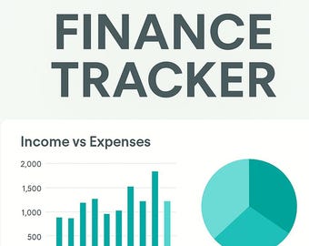Może przedstawiać: Edytowalny szablon Excel do śledzenia finansów. Grafika zawiera wykres słupkowy pokazujący dochody i wydatki, wykresy kołowe dla kategorii wydatków oraz wskaźnik salda netto. Całkowity dochód wynosi 4250 funtów, a całkowite wydatki 1250 funtów.