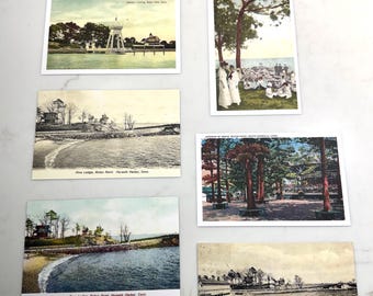Set van 8 vintage ansichtkaartreproducties uit Norwalk, Rowayton, South Norwalk, Roton Point, Norwalk Harbor, Long Island Sound, Connecticut