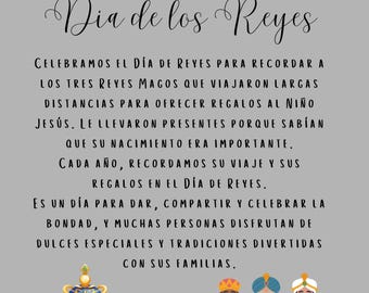 Dia de los Reyes - Three Kings Day (Spanish Language) - Descarga instantánea/Tarjeta Imprimible - Instant Download Printable