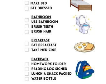 Morning Routine Card for School-Aged Kids - Visual Schedule for School Mornings - Independent Morning Checklist for Elementary Aged Kids