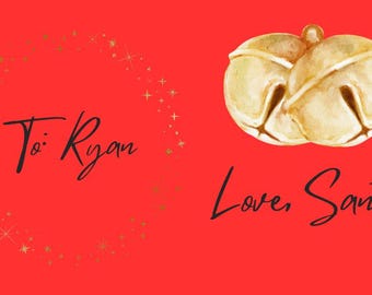 Red Jingle Bells and Stars Gift Tag - Christmas/Holiday