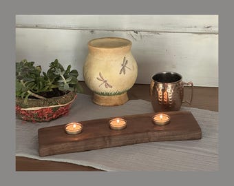 Portavelas de nogal macizo para velas pequeñas, hecho a mano en EE. UU.