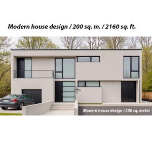 Modern husdesign, samtida arkitektur, minimalistiskt tvåvåningshus