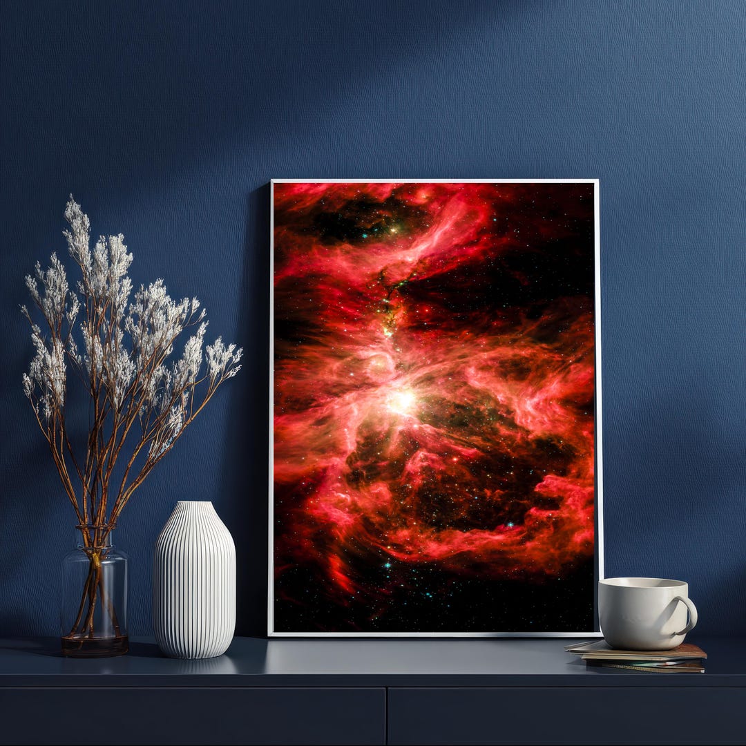 Red Nebula Wall Art, Deep Space Galaxy Photography Print, Cosmic Decor ...