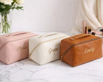 Personalized Embroidered Makeup Bag, Custom Name Travel Toiletry Pouch