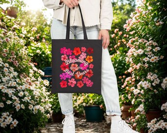 Bolsa de lona con estampado floral de hibisco / Bolsa de regalo para jubilación