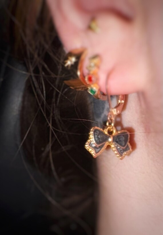 Silver or Gold Bow Dangle Earrings, Mother of Pearl Pendant Option