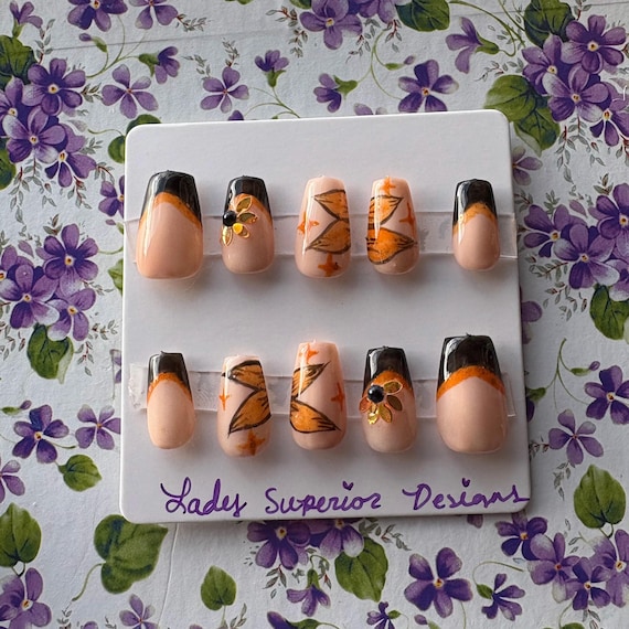 Gel Press on Butterfly Nails