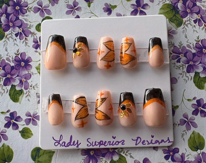 Gel Press on Butterfly Nails