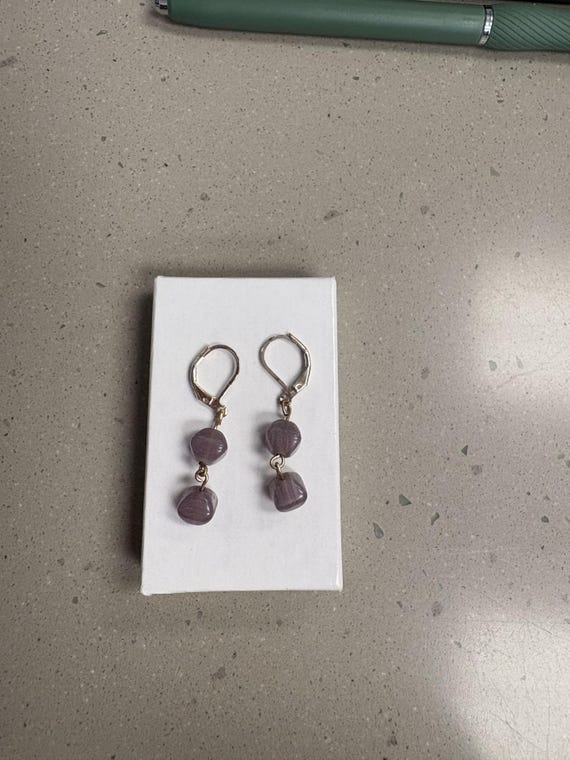 Ceramic & Glass Earrings, Wire Jewelry, Dangle Earring
