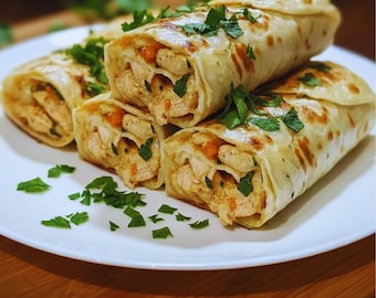 Käse-Knoblauch-Chicken-Wraps-Rezept, schnelles und einfaches Abendessen, sofortiger digitaler Download