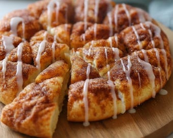 Best Recipe For Cinnamon-Sugar Crescent Roll Pizza, Easy Dessert Pizza, Sweet Breakfast or Dessert, Cozy Homemade Treat, Printable Recipe